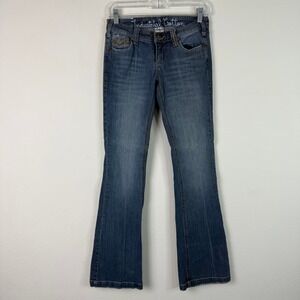 Industrial Cotton Jeans Women 3 Blue Low Rise Bootcut Embroidered Heart Y2K